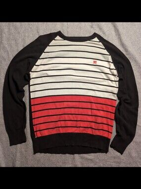 DC Shoes Vintage Striped Knit Sweater Black White Red Y2K Skater Pullover